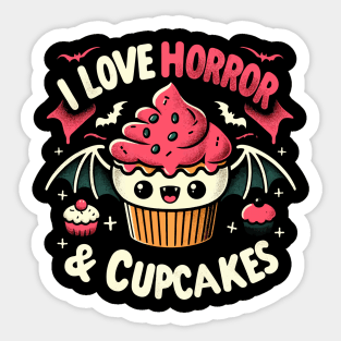 Creepy Cute I Love Horror - Goth Kawaii Cupcake Sticker